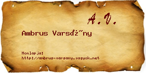 Ambrus Varsány névjegykártya